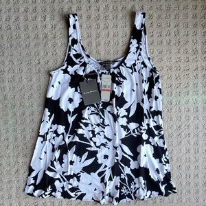 Tommy Bahama Black/White Floral Loose Tank size XS